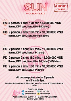 2 People Pool Party Menu